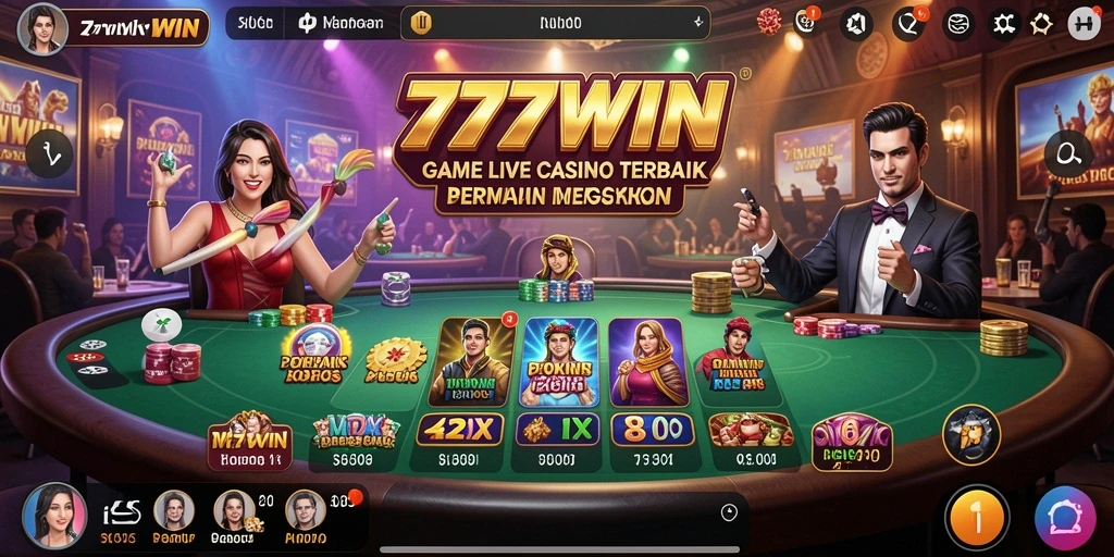 Screenshot yang menampilkan dealer profesional dan suasana Live Casino yang menegangkan.