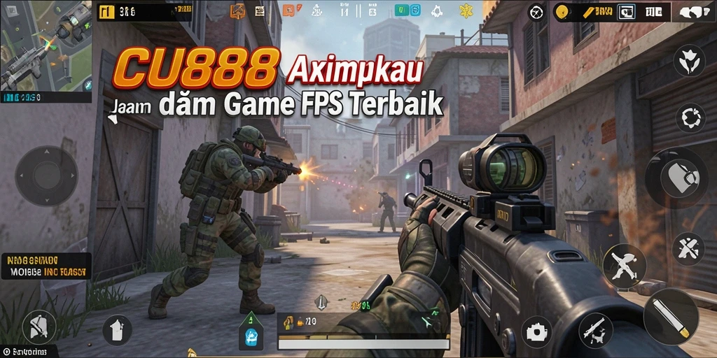 Screenshot gameplay CU888 dengan aksi tembak-menembak yang intens.