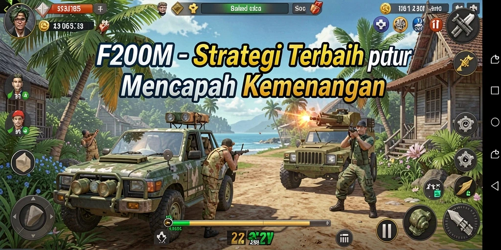 Tampilan gameplay menegangkan dalam F200M, penuh dengan strategi.