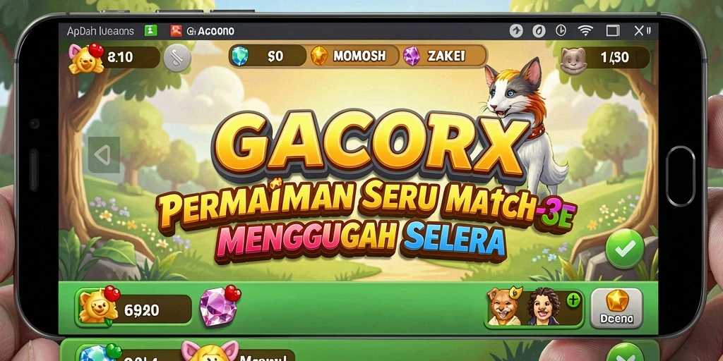 Tampilan gameplay seru dari GACORX dengan elemen Match-3.