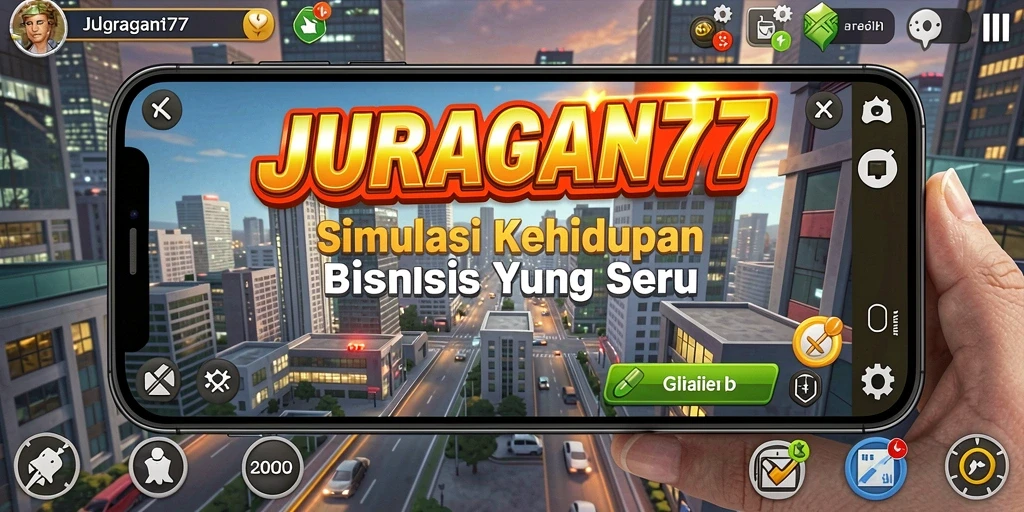 Tampilan gameplay menarik dari JURAGAN77 yang menggambarkan simulasi bisnis.