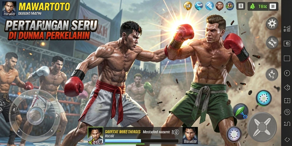 Gameplay penuh aksi di MAWARTOTO dengan karakter bertarung.