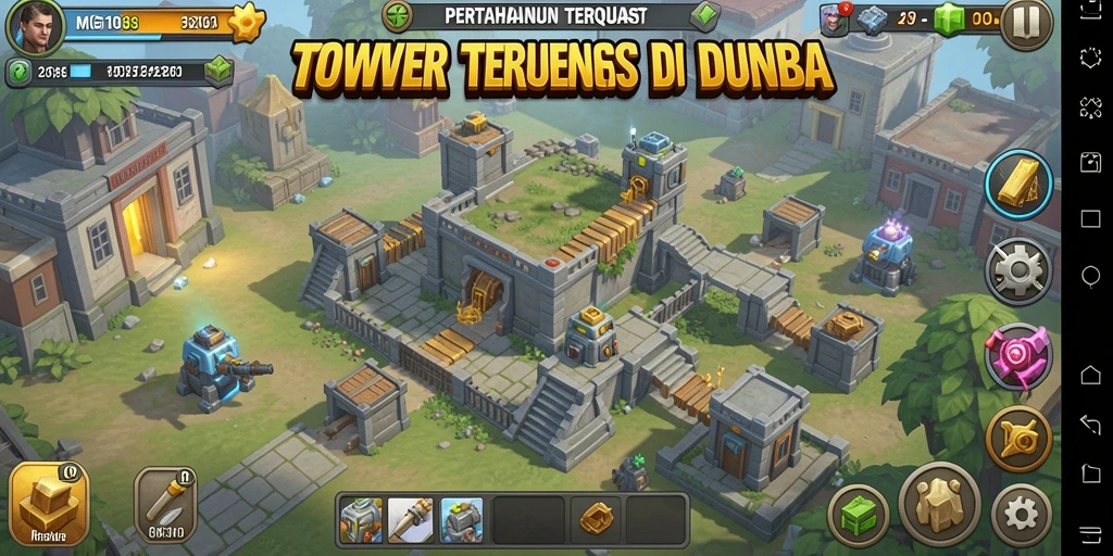 Screenshot MG108 menunjukkan pertempuran seru di dunia Tower Defense.