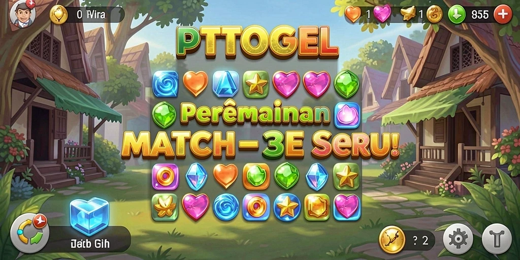 Tampilan menarik dari gameplay match-3 PTTOGEL yang seru.