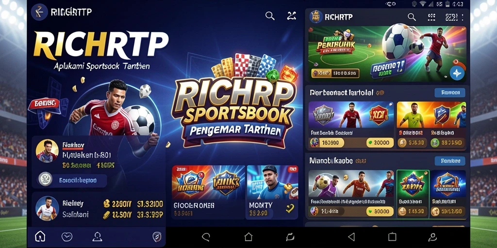 Tampilan layar utama RICHRTP dengan berbagai opsi taruhan olahraga.