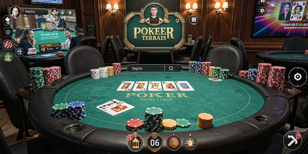 Tampilan gameplay seru di RP79 yang menunjukkan momen mendebarkan bermain poker.