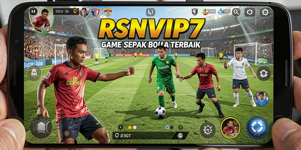Tampilan visual RSNVIP7 dengan aksi gameplay sepak bola yang intens.